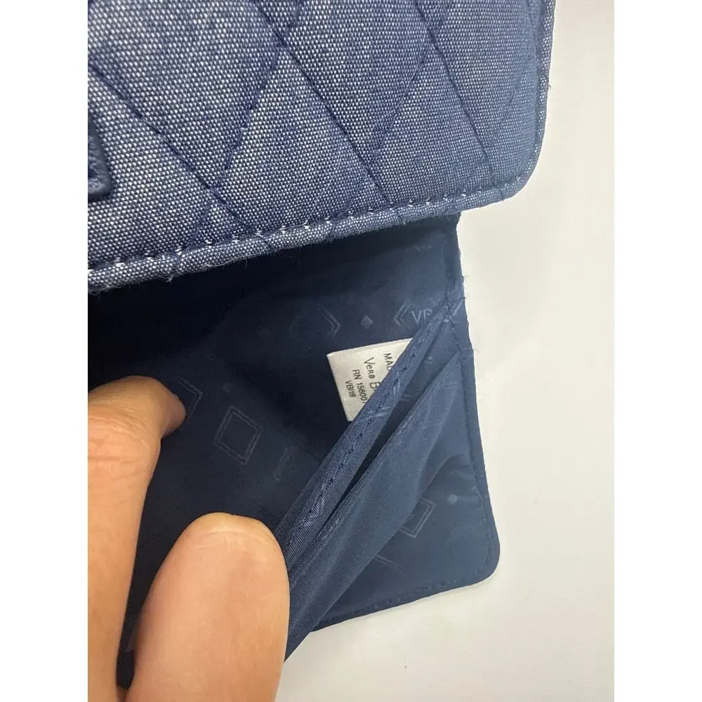 Vera Bradley RFID Wallet Wristlet Moonlight Navy Quilted Organizer Purse